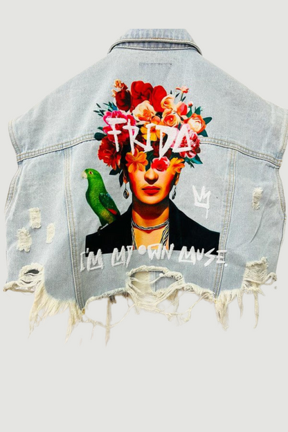 Frida Muse Crop Vest (Blue Denim)