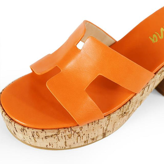 Summer Platform Heels Slide Sandals (Orange)