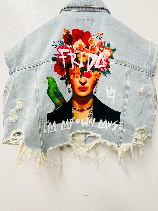 Frida Muse Crop Vest (Blue Denim)