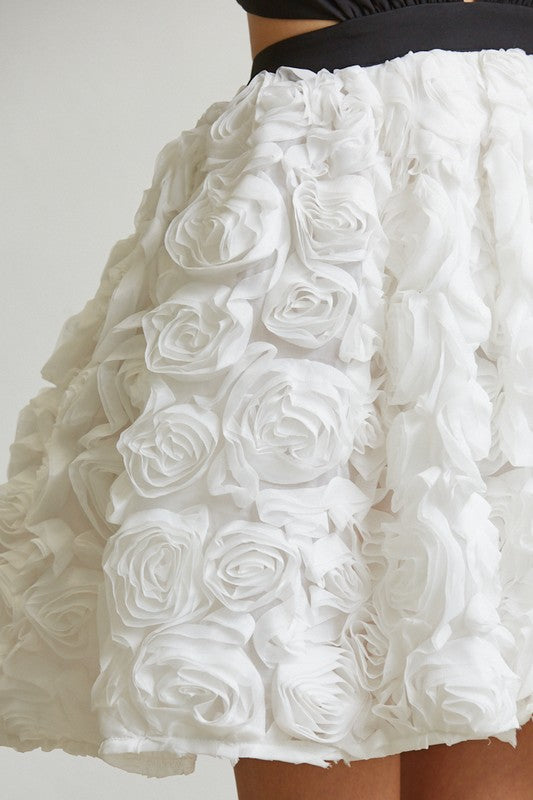 3D Rose Textured Babydoll Mini Dress