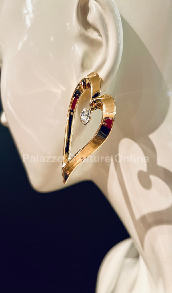 Angle In Heart Earrings (Gold)