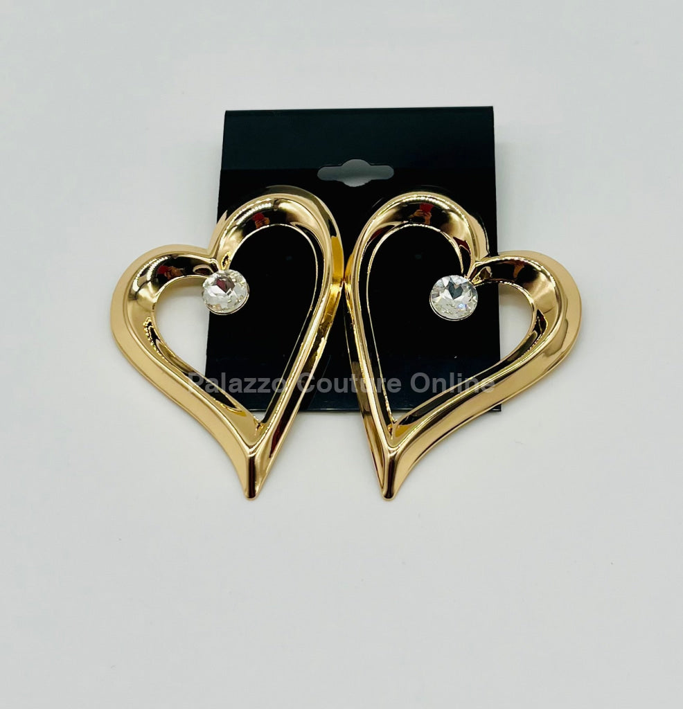 Angle In Heart Earrings (Gold)