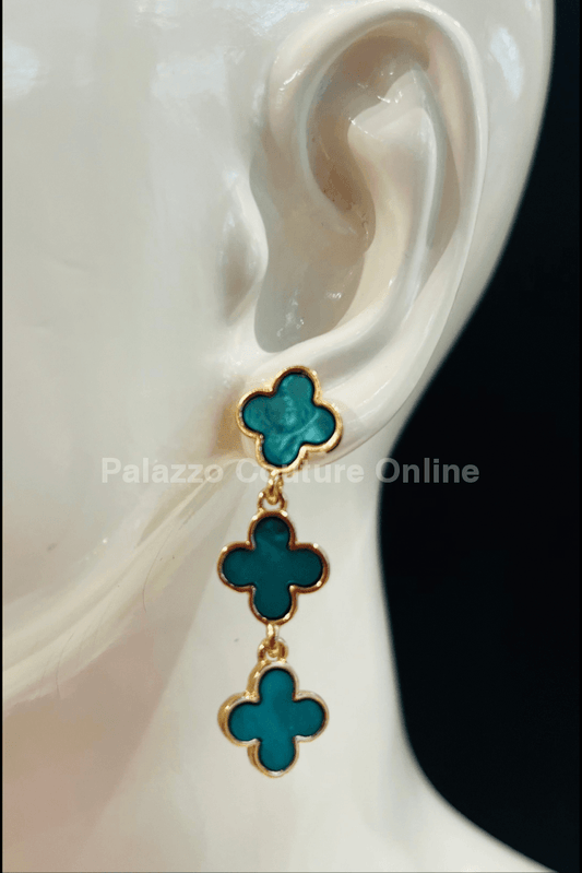 Lucy 3 Roses Earrings (Green) One Size / Green