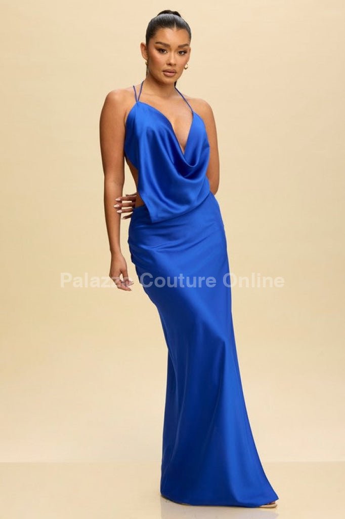 Marlene Corset Satin Maxi Gown (Royal Blue)