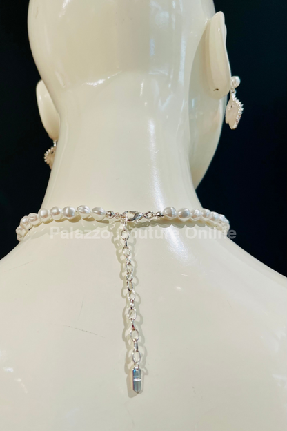 Moon River Pearl Silver Set Necklaces