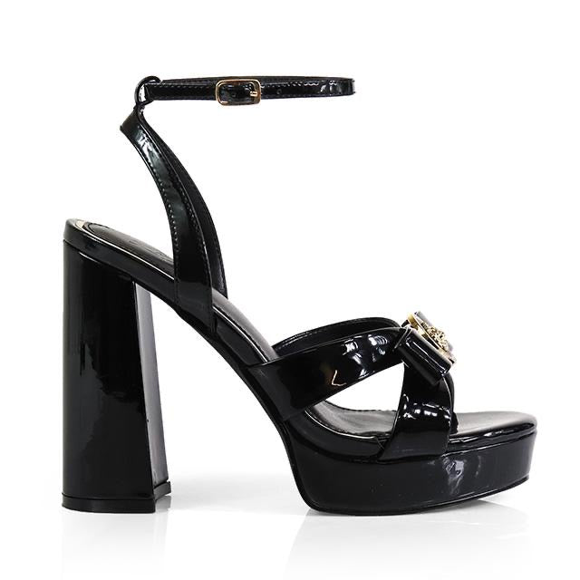 Platform Olina Tamara Cross & Bow Heels - Black - Palazzo Couture Online