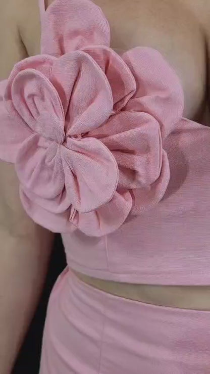 Blossom Embellished Skirt Set (Pink)