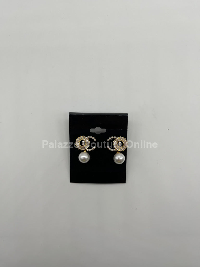 Rhine & C Pearl Drop Earrings (Gold)