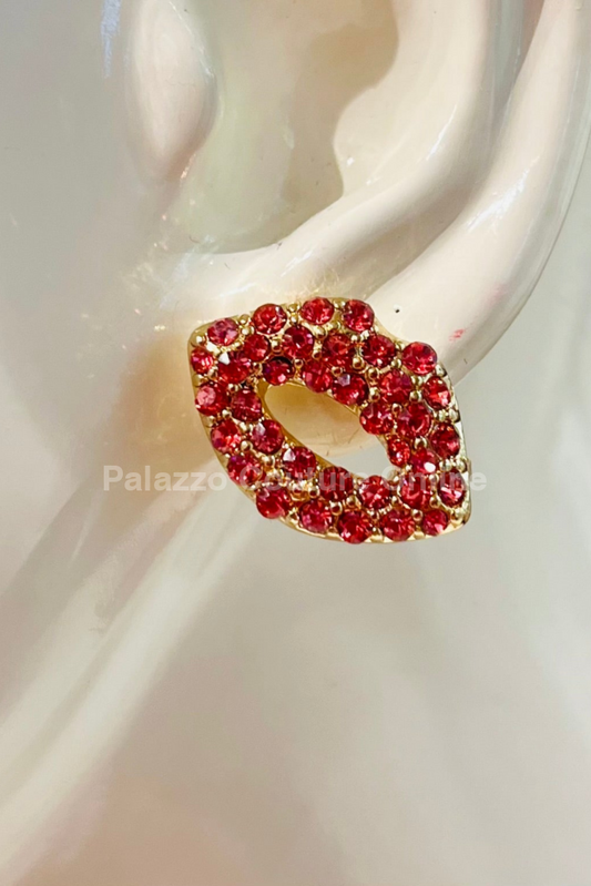 Ruby Pout Sparkle Stud Earrings (Pink) One Size / Gold/Pink