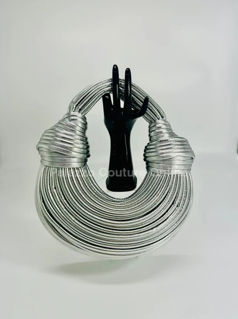 Silver Serpentine Rope Hobo Bag Hand