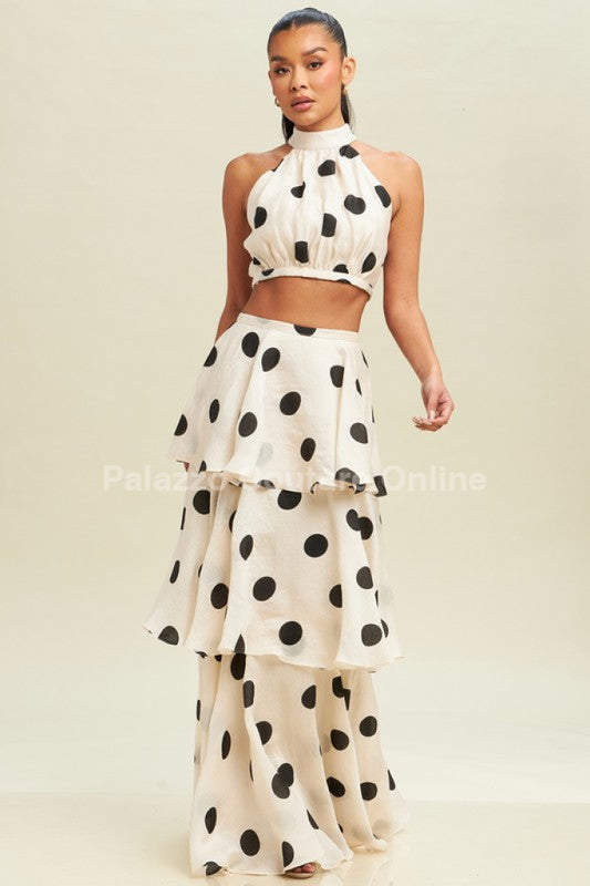 Skirt Set Polka Dots (Taupe Black)