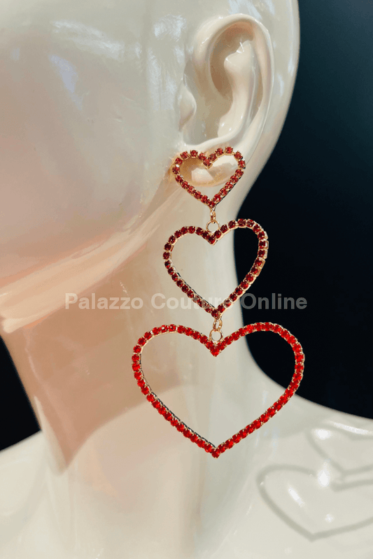 Trilove Earring Hanging Hearts (Red) One Size / Red Earrings