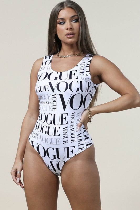 Vogue Print  White Bodysuit