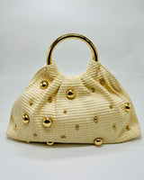 Soft woven tote bag ivory – straw texture travel bag