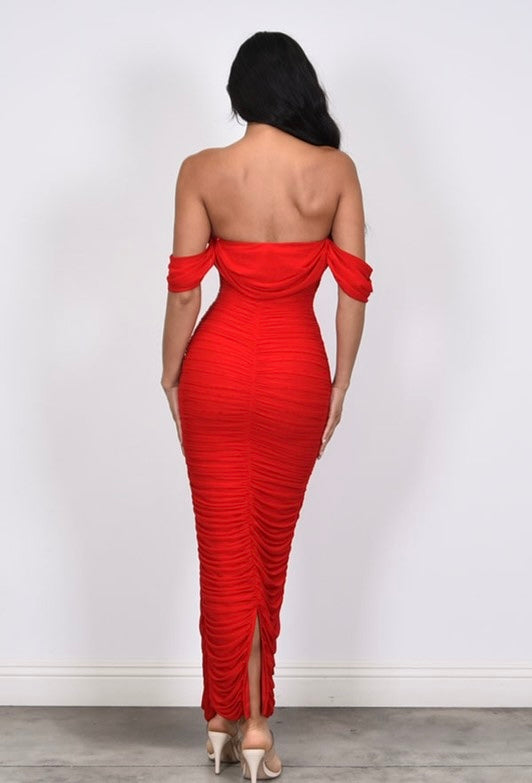 Enchanting Allure Ruched Gown (Red)