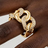 Pavé Curb Chain Statement Ring - Gold Clear