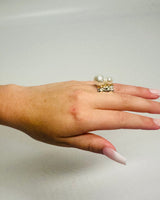 Gold pearl statement ring – statement designer ring in gold with pearls