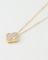 Cubic Zirconia Crystal Clover Pendant Necklace