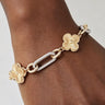 Cubic Zirconia Two-Tone Clover Twisted Chain Bracelet