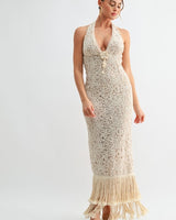 Seashell Muse Sculpted Maxi Dress - Natural | Maxi Dress