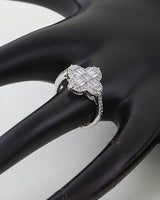 Multi Crystal Clover Statement Ring