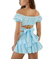 Blue Crop Top – Lola Soft Cotton Ruffle Style