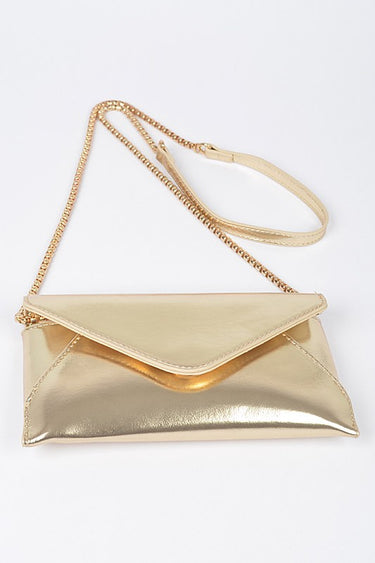 Sleek Enamel Envelope Clutch - Black - Palazzo Couture Online