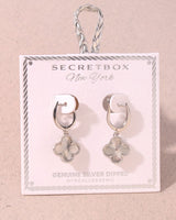 Ribbed Clover Drop Hoop Earrings