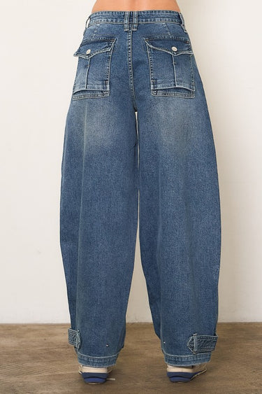 Memphis Girl Wide Leg Jeans with Elastic High Waist | Jeans
