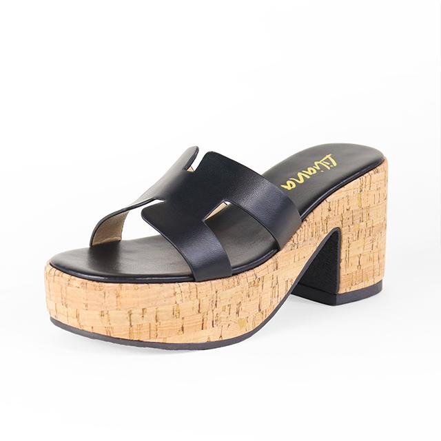 Summer Platform Heels Slide Sandals (black)