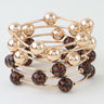 Leopard and gold bead stackable bangle set, stacked view