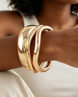 Modern Polished Ripple Bangle Bracelet Set
