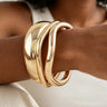 Modern Polished Ripple Bangle Bracelet Set