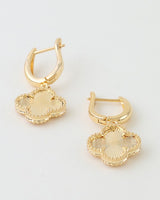 Ribbed Clover Drop Hoop Earrings