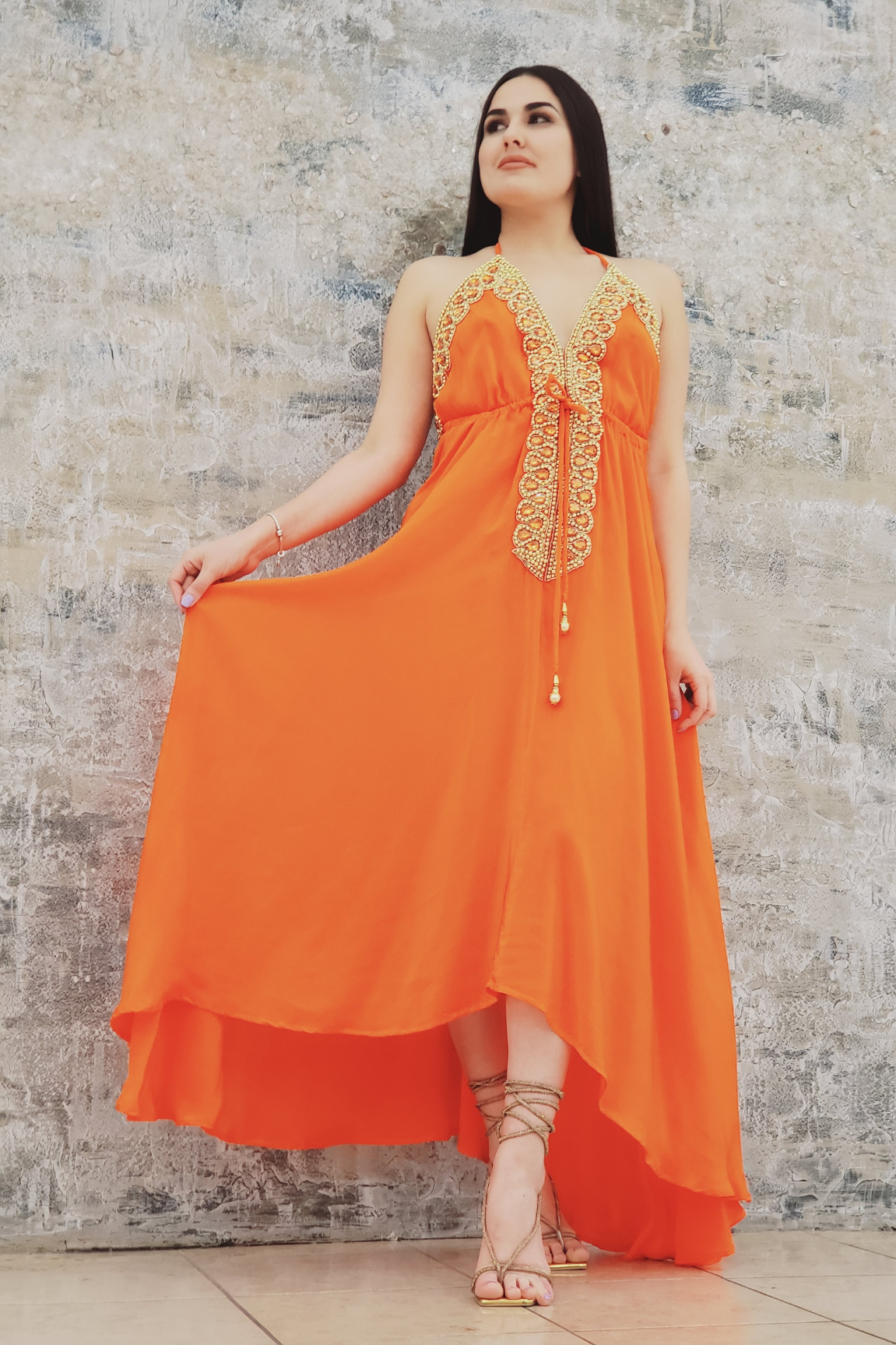 Private Oasis Maxi Dress (Orange )