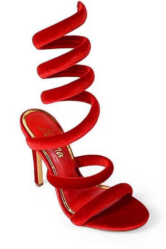 Helix Sensuous Velvet Heels (Red)