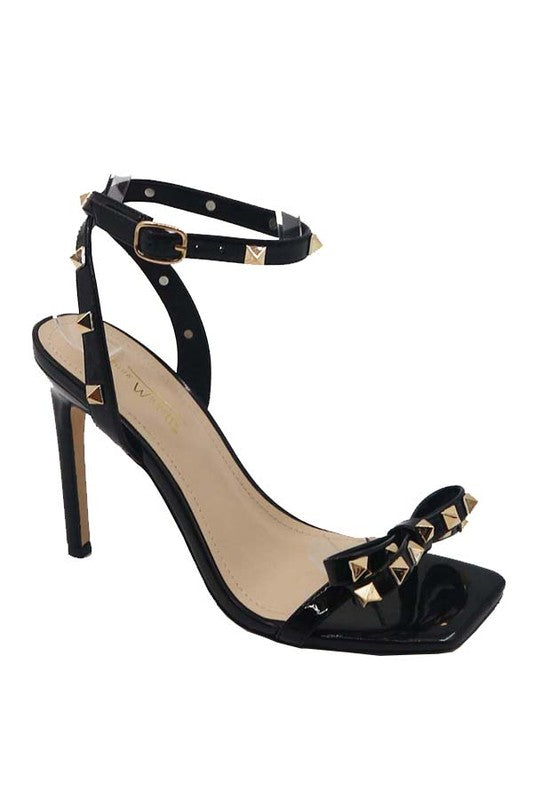 Women Spike Bowtie Stiletto Dress Shoes (Black)