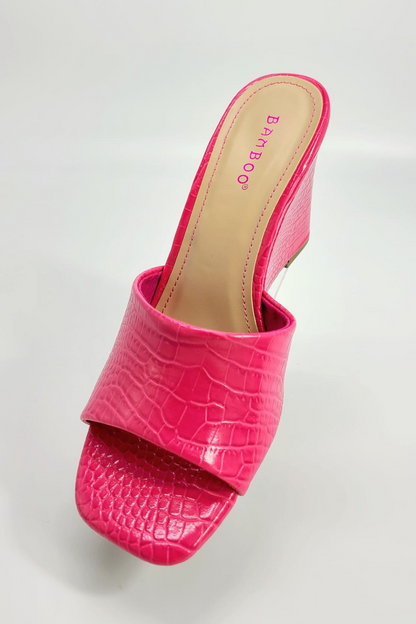 Dolce Vita Platform Heels Slide Sandals (Hot Pink)