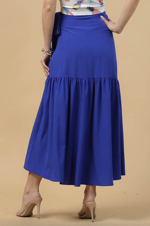 Solid Light Weight Mini Wrap Skirt (Blue)