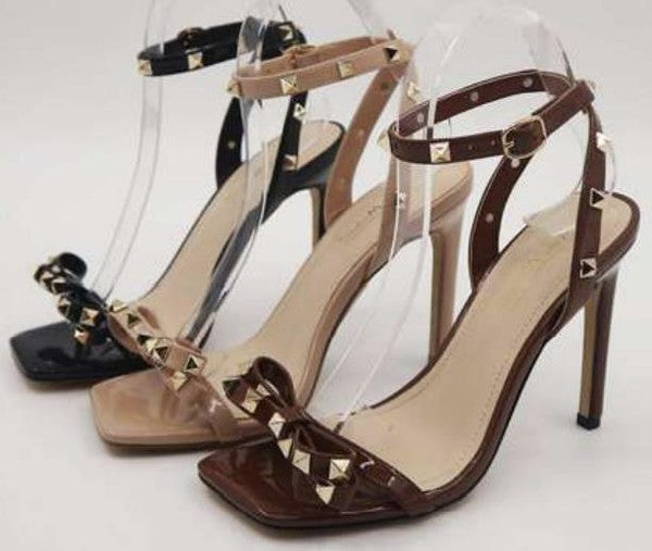 Women Spike Bowtie Stiletto Dress Shoes (Cognac)