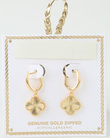 Ribbed Clover Drop Hoop Earrings