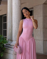 Sculpted Flow Maxi Dress - Pin