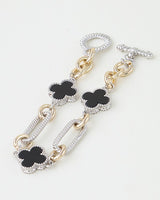 Two-Tone Cubic Zirconia Clover Chain Bracelet