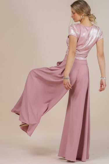 Solid Wide Blush Palazzo Pants