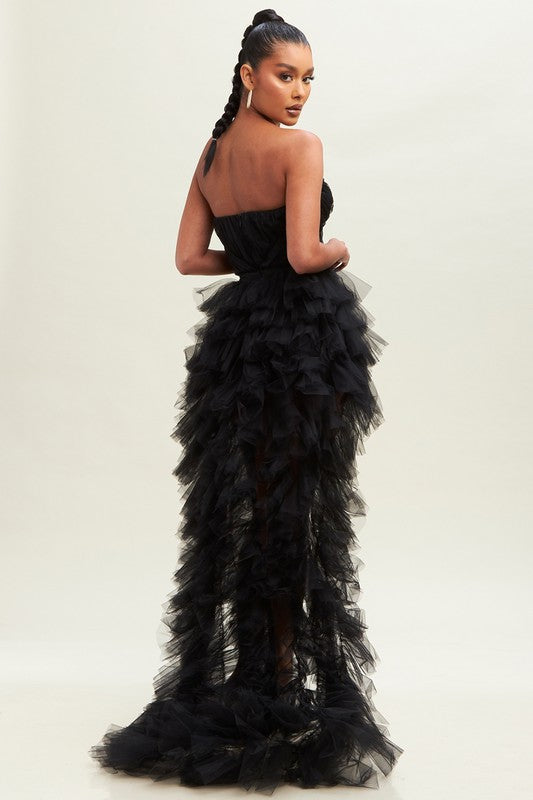 Diva Dream Tulle Layers Mesh Dress (Black)