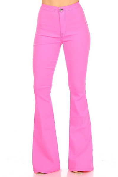 Barbie High Waist Flare Pants (Neon Pink)