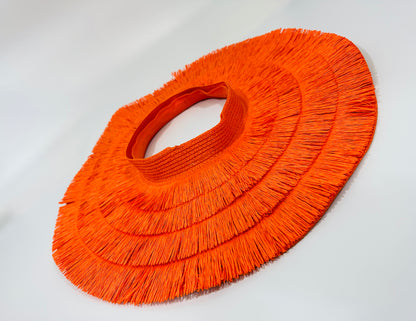 Vacation Vibes Fringe Straw Hat (Orange)