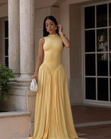 Sculpted Flow Maxi Dress - Yellow