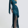Golden Fringe Glam Cut-Out Maxi Dress - Black | Maxi Dress