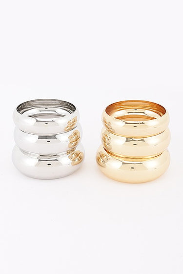 Three-Piece Chunky Dome Bangle Bracelet Set